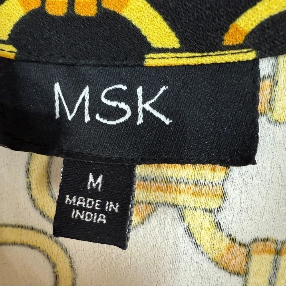 MSK Black Yellow Midi Dress old money classic grand millennial size medium vacay - Picture 4 of 8